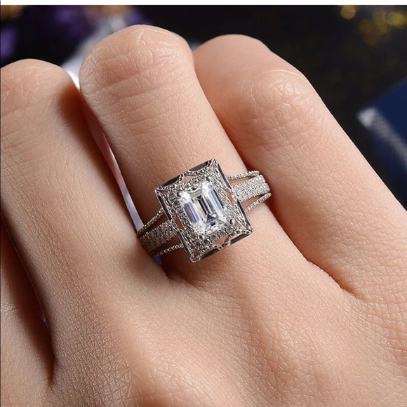 princess engagement wedding anniversary ring SZ 7 - Picture 4 of 5